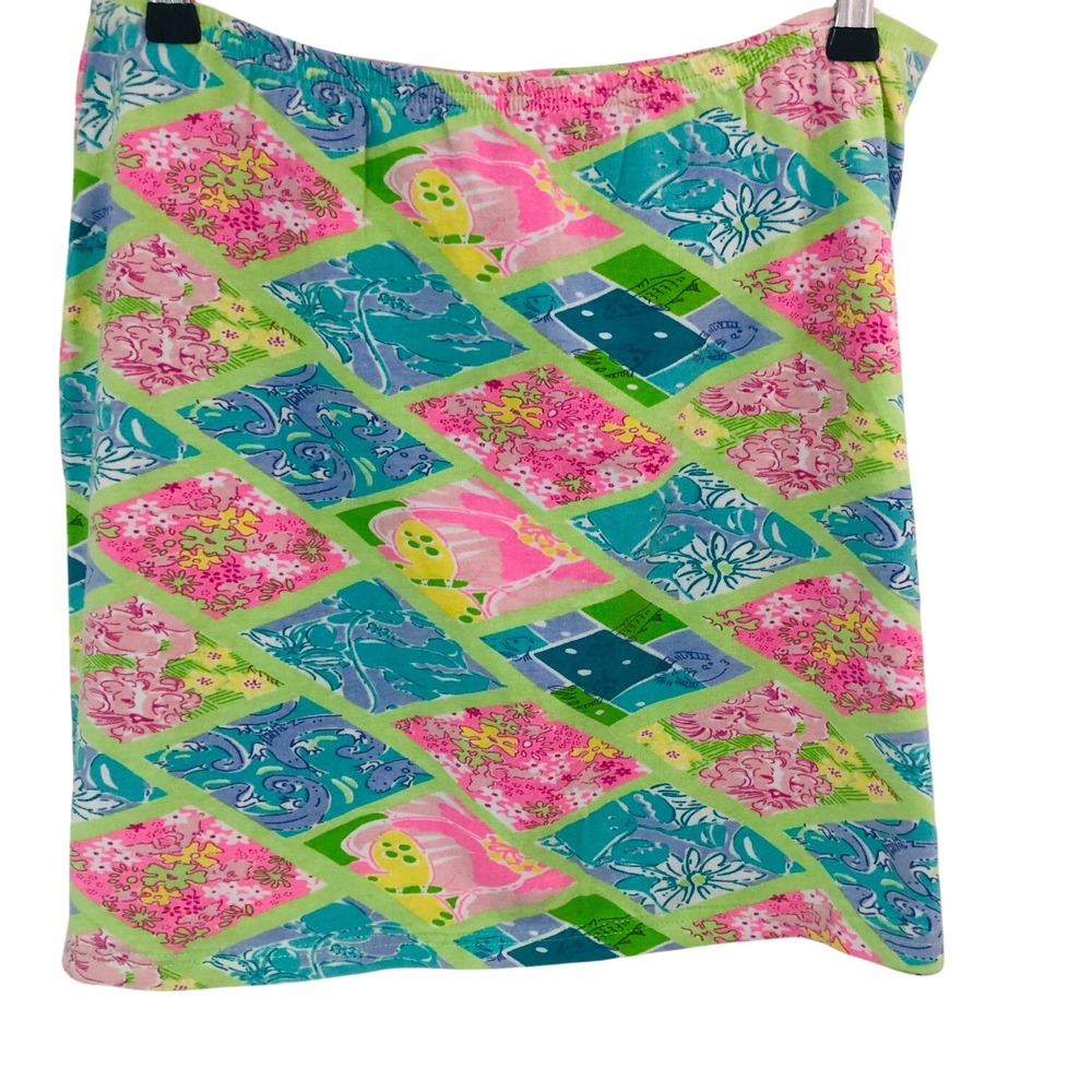 Lilly Pulitzer Signature Skirt Patchwork White Tag Beach Coastal Y2K Women M
